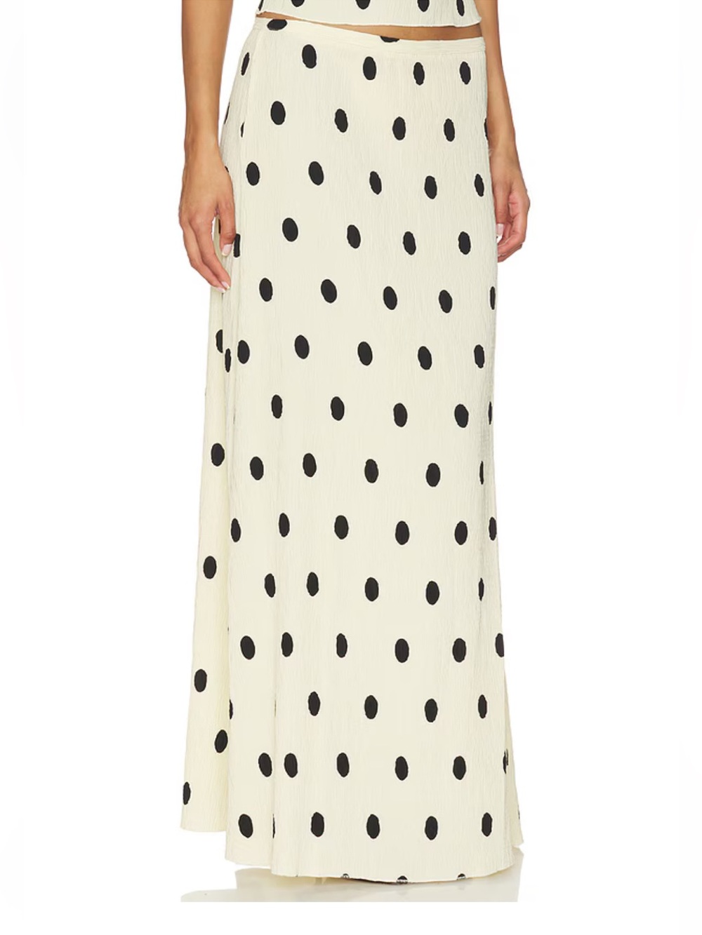 Lioness Ford Maxi Skirt Porcelain Polka Dot crinkle Revolve NWT M - Picture 2 of 10